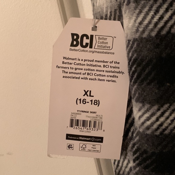 NWT Time and Tru XXL black & grey plaid faux wrap fringe heavy skirt - Picture 10 of 16